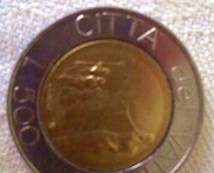 Predám mincu 500 Lire Vaticano - Pápež Ján Pavol II